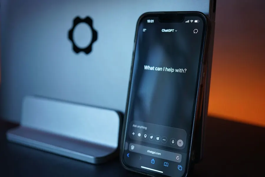 A smartphone displaying an AI chat assistant interface.